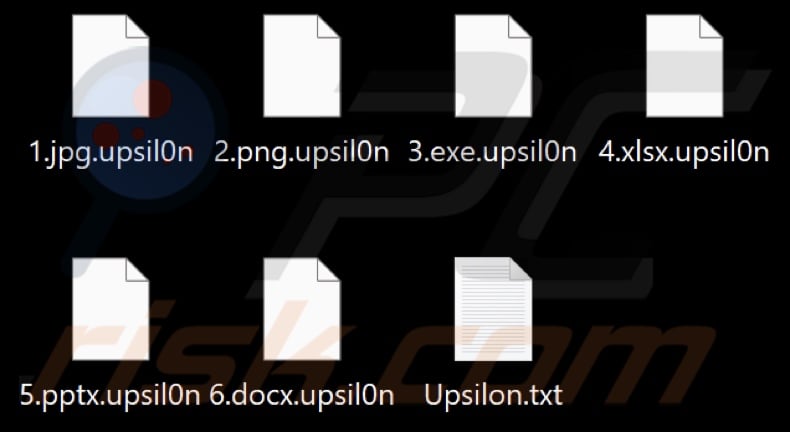 Files encrypted by Upsilon ransomware (.upsil0n extension)