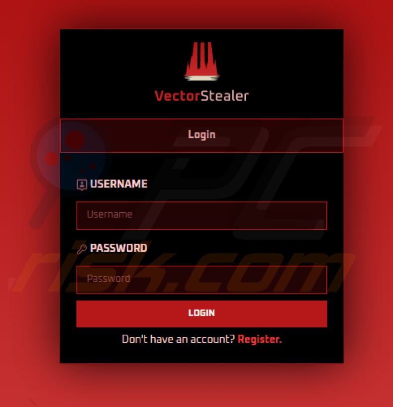 VectorStealer malware admin panel login