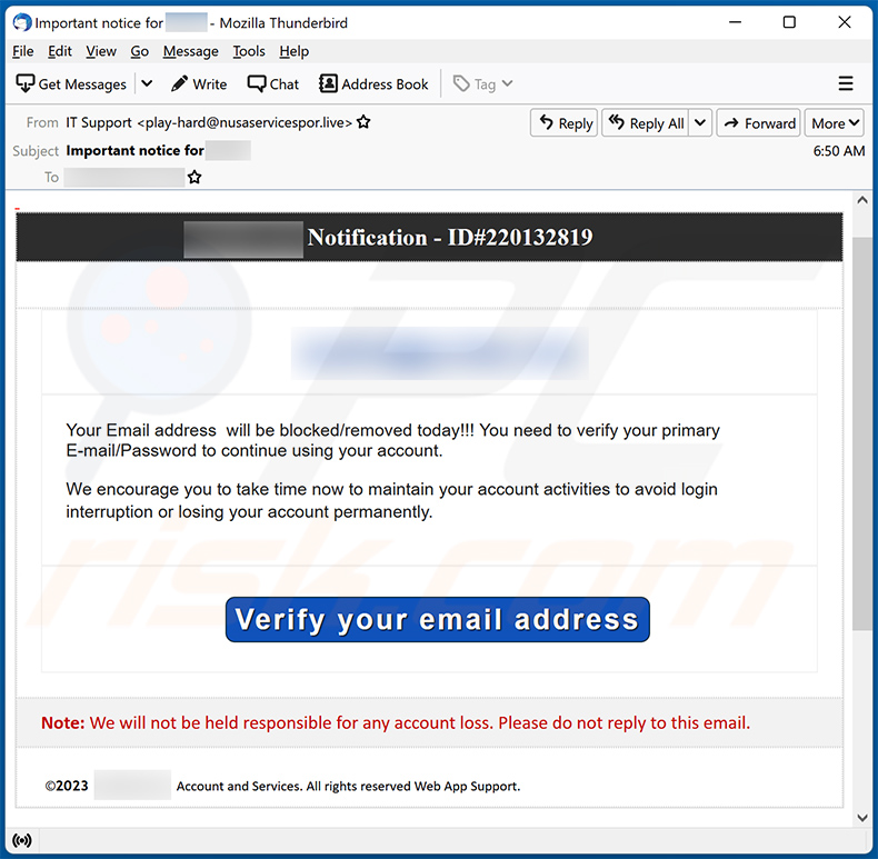 Verify Your Email Address email scam (2023-01-19)