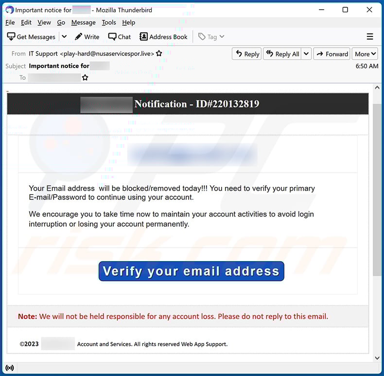 Verify Your Email Address email scam (2023-01-19)