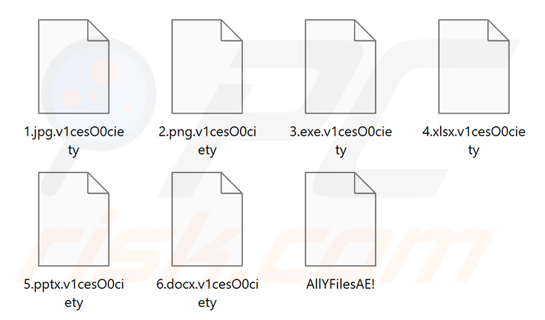 Files encrypted by VICE SOCIETY ransomware - .v1cesO0ciety extension