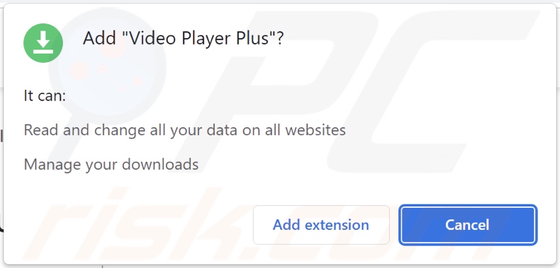 Video Player Plus adware asking for various permissions