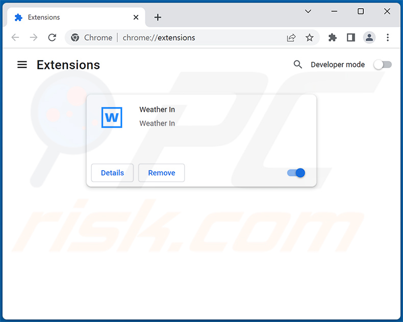 Removing weather-in.xyz related Google Chrome extensions
