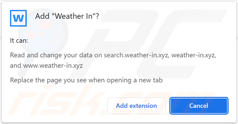 Weather In browser hijacker permissions