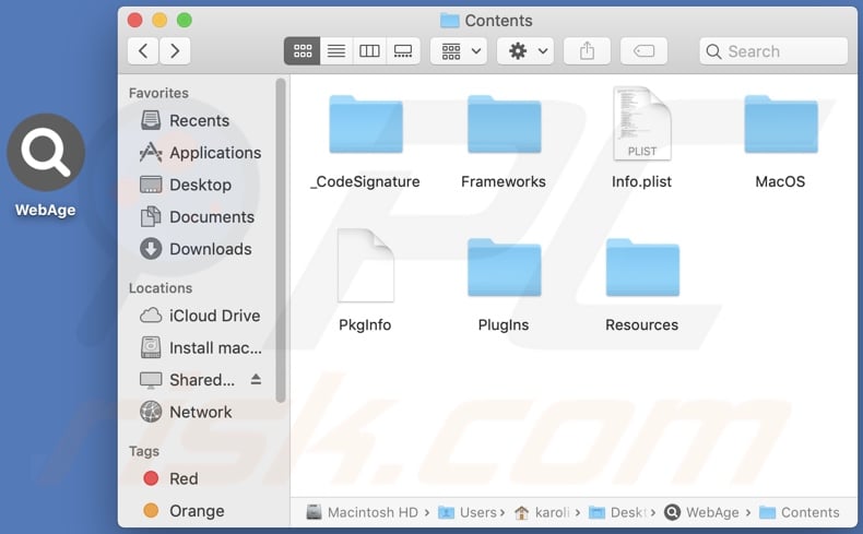 WebAge adware install folder