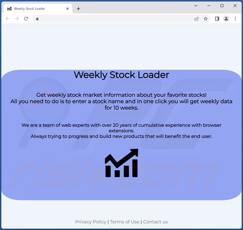 Website promoting Weekly Stock Loader adware