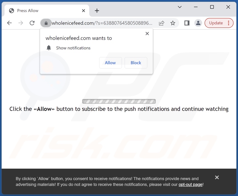 wholenicefeed[.]com pop-up redirects