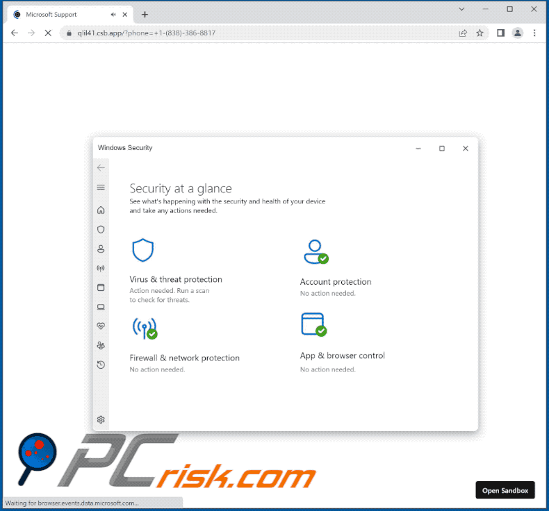 Appearance of Windows Firewall Protection Alert scam (GIF)