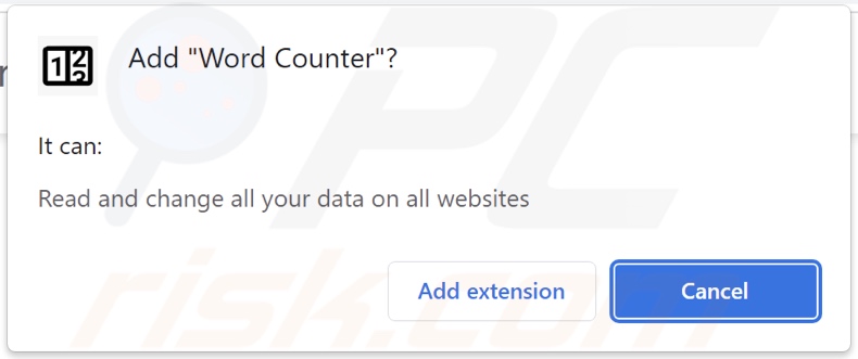 Word Counter adware asking for permissions