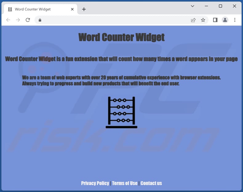Word Counter Widget adware official page