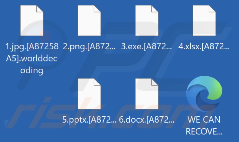 Files encrypted by Worlddecoding ransomware (.worlddecoding extension)