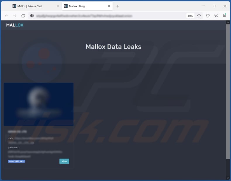 Xollam ransomware data leaking site