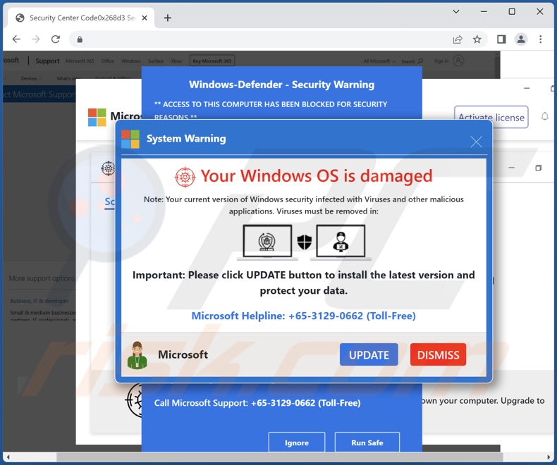 Your Windows OS Is Damaged scam