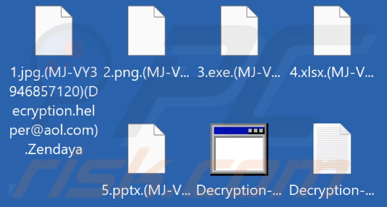 Files encrypted by Zendaya ransomware (.Zendaya extension)