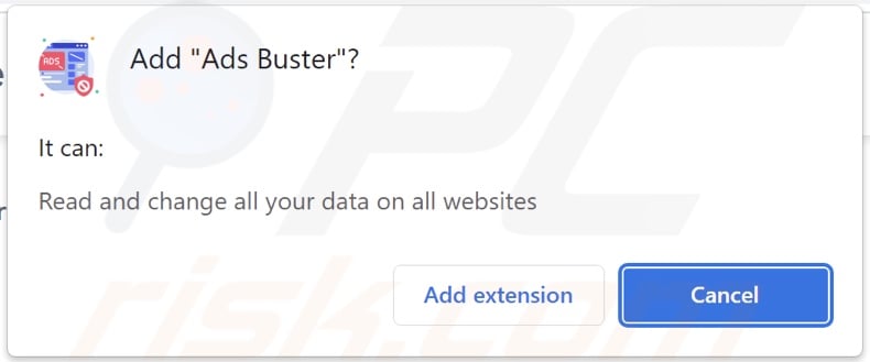Ads Buster adware asking for permissions
