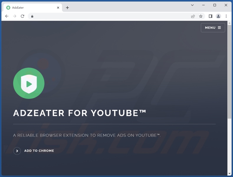 Website promoting AdzEater adware