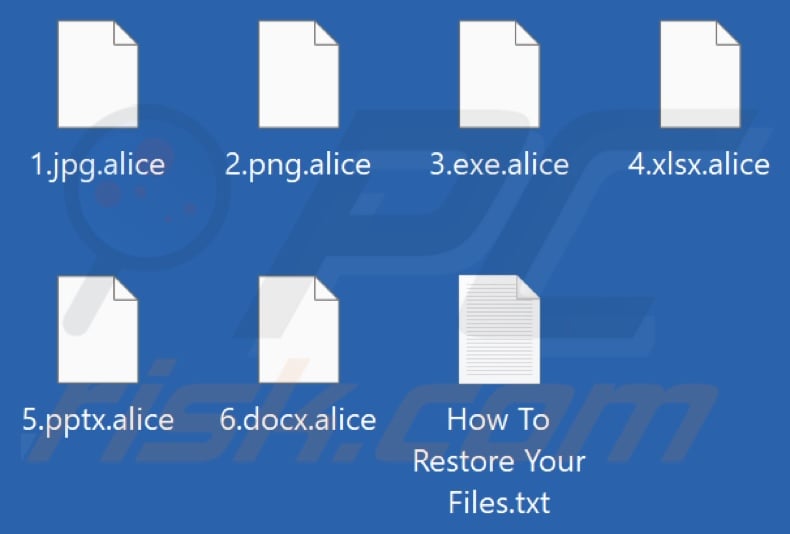 Files encrypted by Alice ransomware (.alice extension)