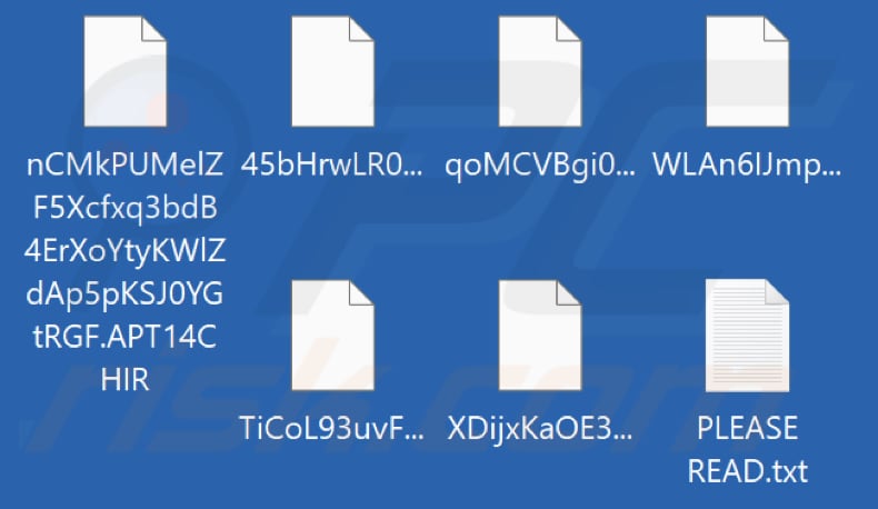 Files encrypted by APT14CHIR ransomware (.APT14CHIR extension)