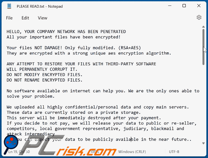 APT14CHIR ransomware ransom note (PLEASE READ.txt)