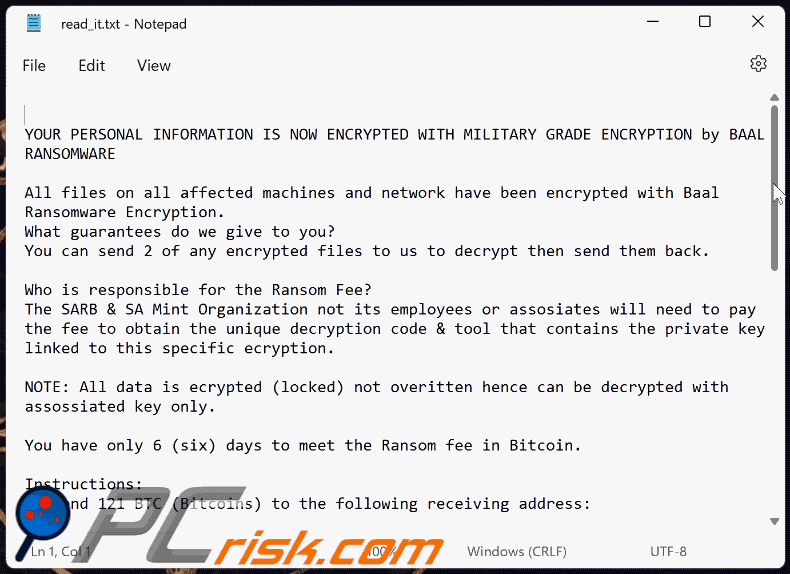 Baal (Chaos) ransomware ransom note (read_it.txt) GIF