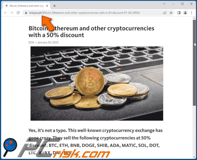 Big sale of Bitcoin and Ethereum phishing page