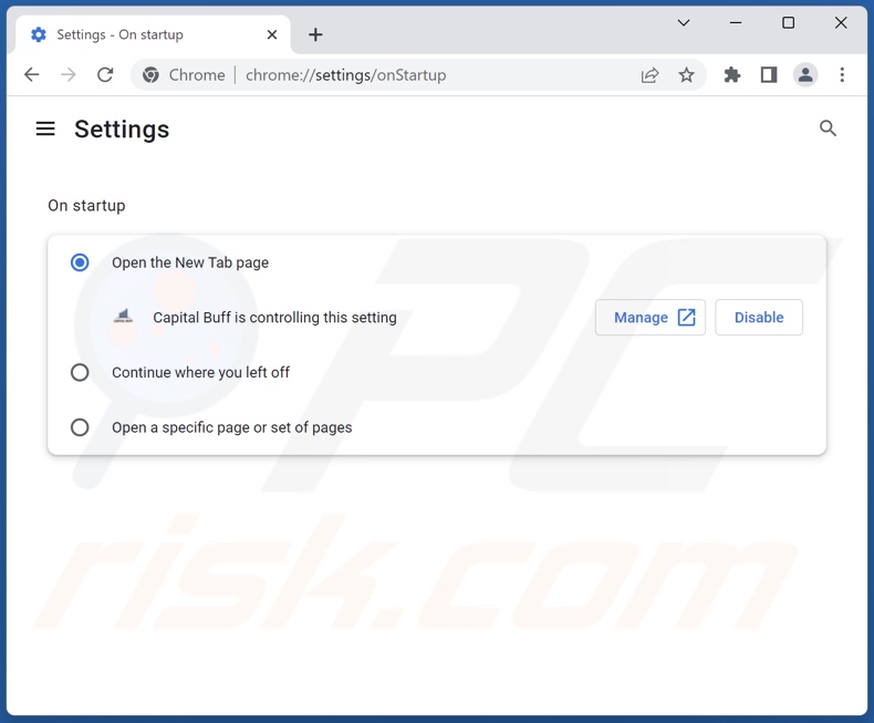 Removing capital-buff.com from Google Chrome homepage