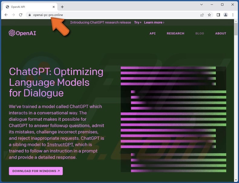 Fake ChatGPT website used to distribute malware