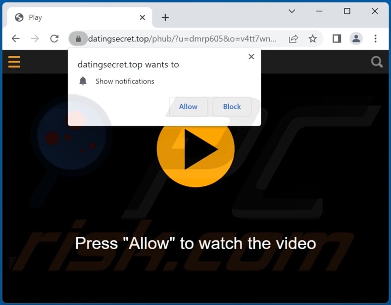datingsecret[.]top pop-up redirects