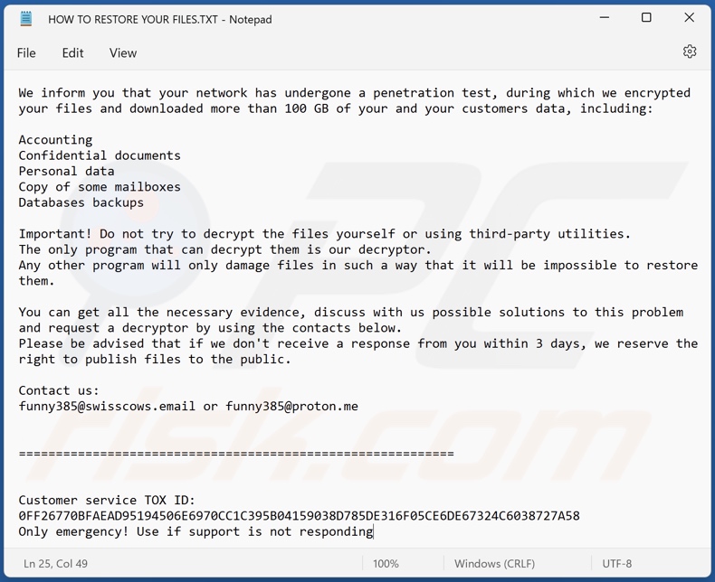 Dgnlwjw ransomware ransom note (HOW TO RESTORE YOUR FILES.TXT)