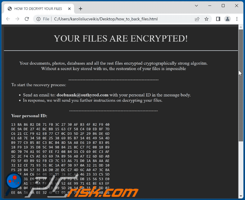 Doebnank ransomware ransom note (how_to_back_files.html)