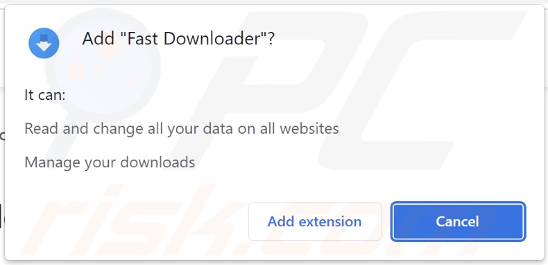 Fast Downloader adware asking for permissions