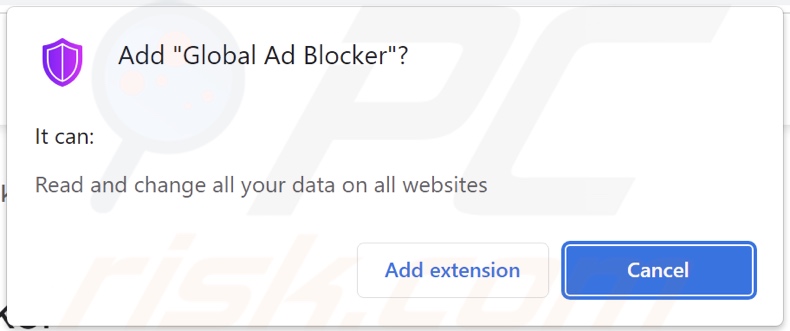 Global Ad Blocker adware asking for permissions