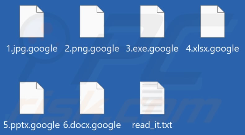 Files encrypted by Google ransomware (.google extension)