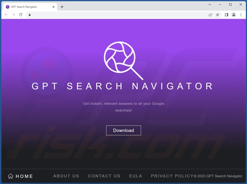 Website used to promote GPT Search Navigator browser hijacker