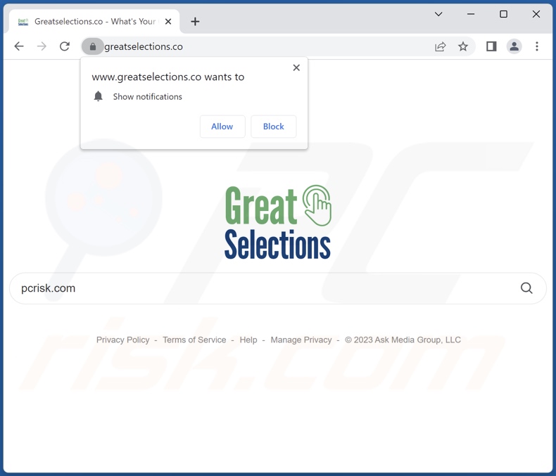 greatselections.co browser hijacker