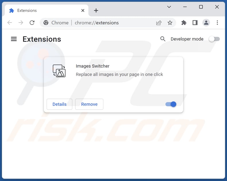 Removing Images Switcher adware from Google Chrome step 2