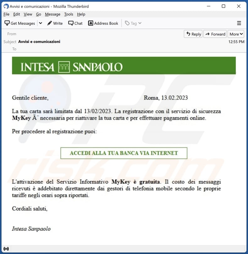 Intesa Sanpaolo email scam
