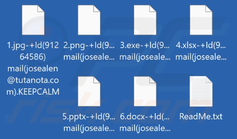 Files encrypted by KEEPCALM ransomware (.KEEPCALM extension)
