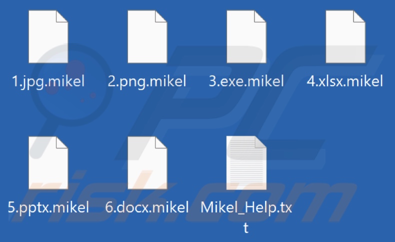 Files encrypted by Mikel ransomware (.mikel extension)