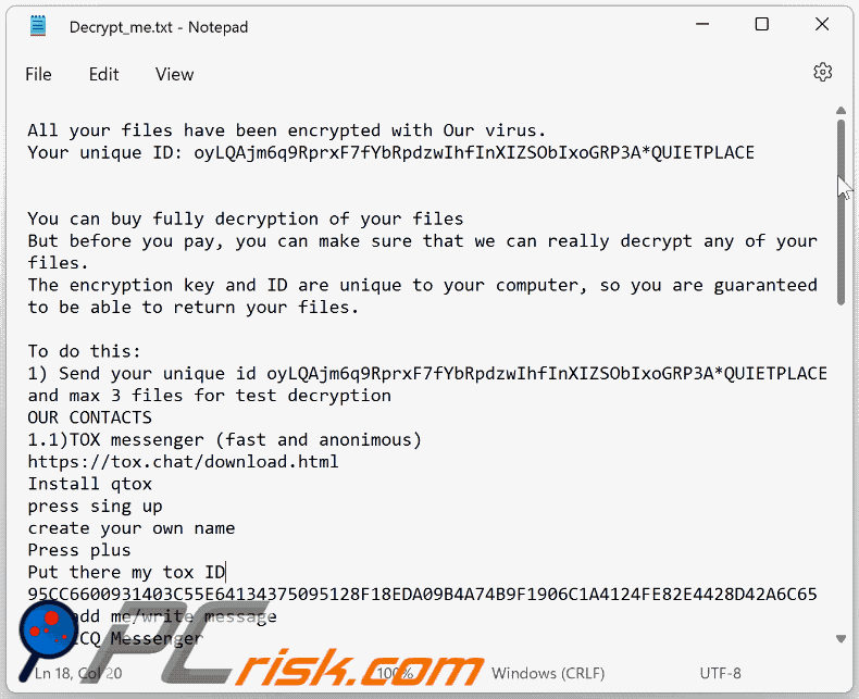 Mimic ransomware ransom note (Decrypt_me.txt) GIF