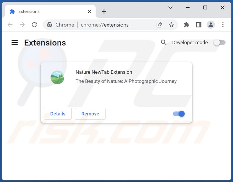 Removing naturenewtabextension.com related Google Chrome extensions