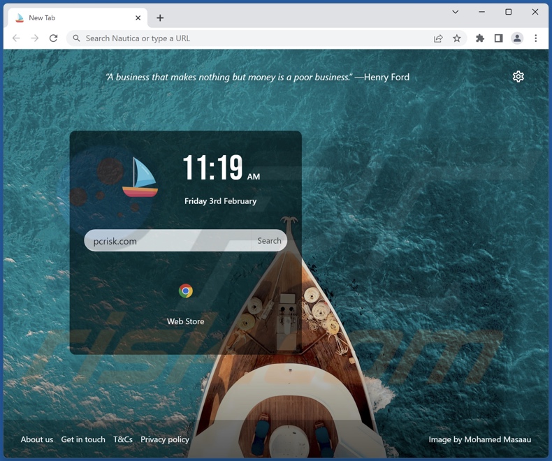 Nautica browser hijacker homepage