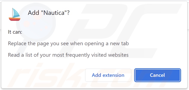 Nautica browser hijacker asking for permissions