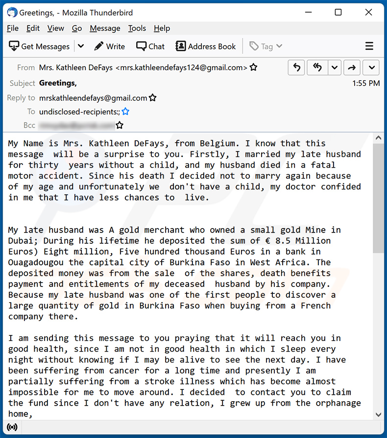 Next Of Kin email scam (2023-02-28)