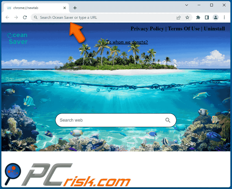 ocean saver browser hijacker oceansaver.net shows bing results