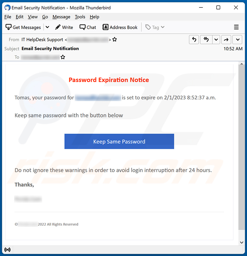 Password Expiration Notice email scam (2023-02-01)