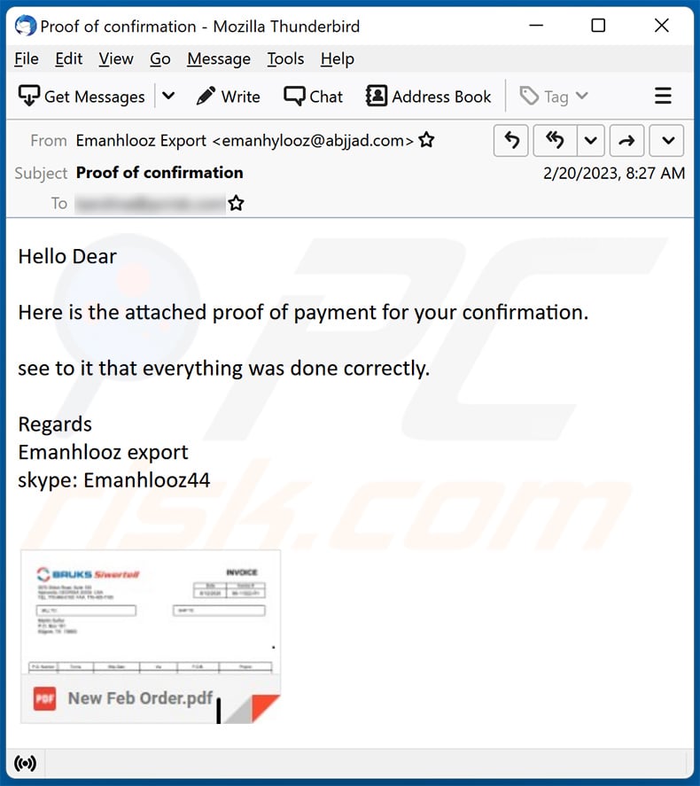 Proof Of Payment email scam (2023-02-22)