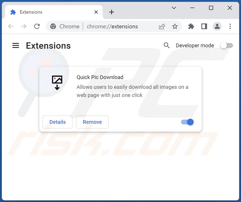 Removing Quick Pic Download ads from Google Chrome step 2