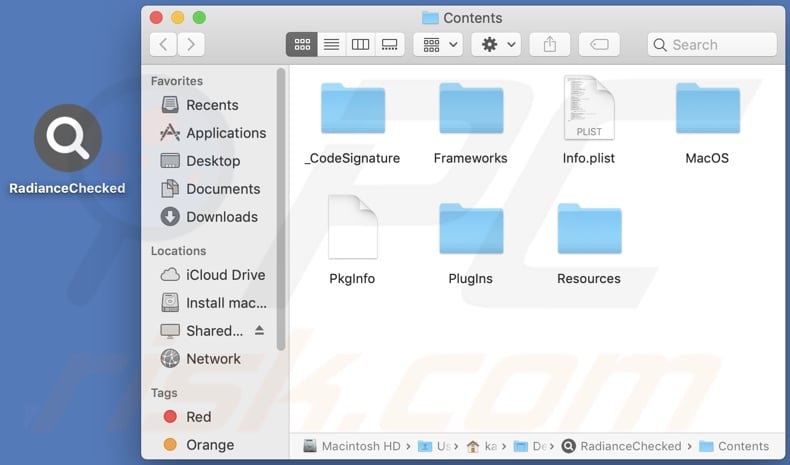 RadianceChecked adware install folder