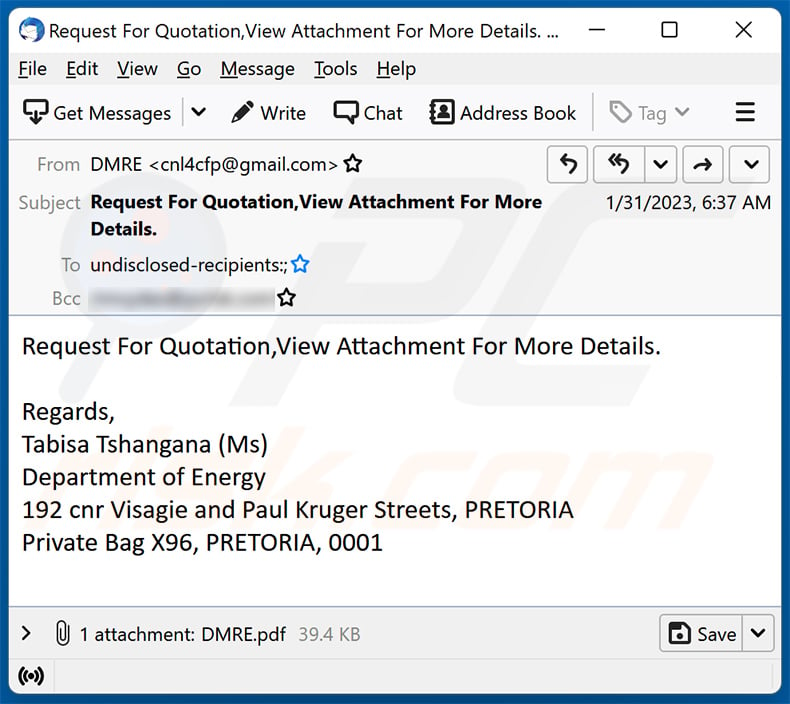 Request For Quotation email scam (2023-02-02)